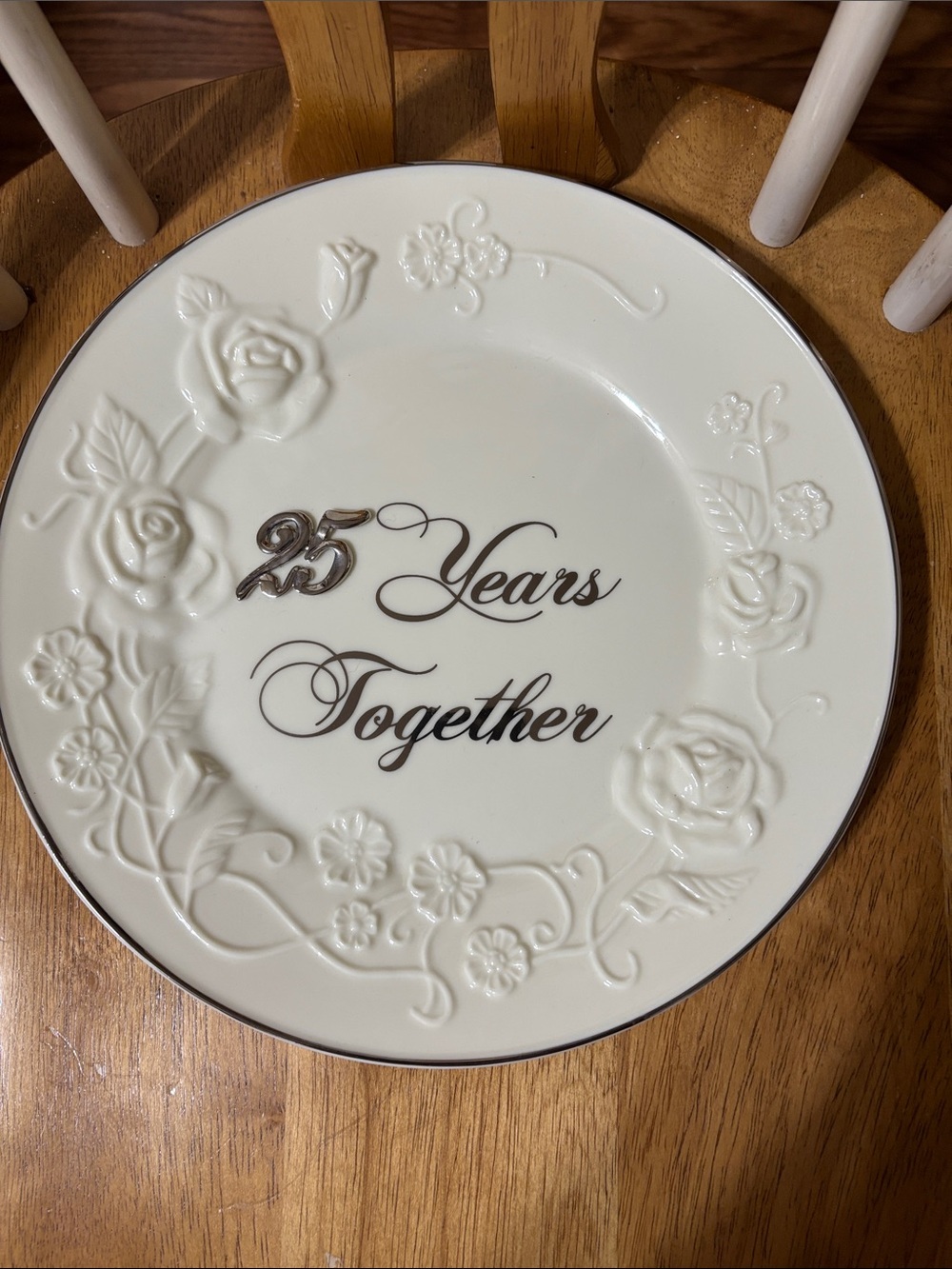 25 Years Together Commemorative Cream Decorative Plate